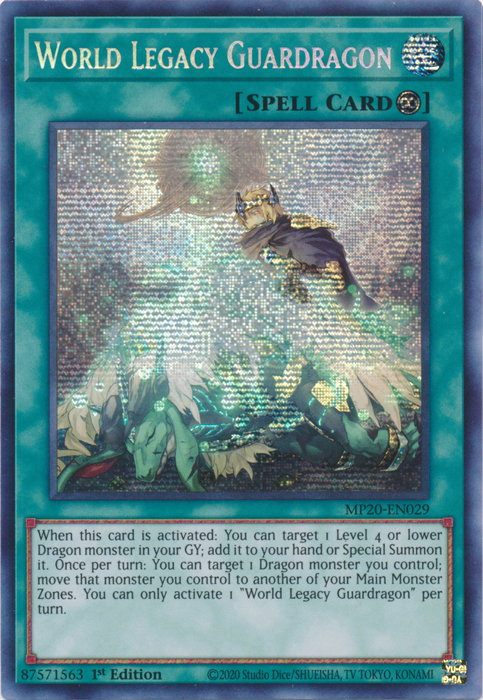 World Legacy Guardragon [MP20-EN029] Prismatic Secret Rare | Deep Dive Games St. Marys