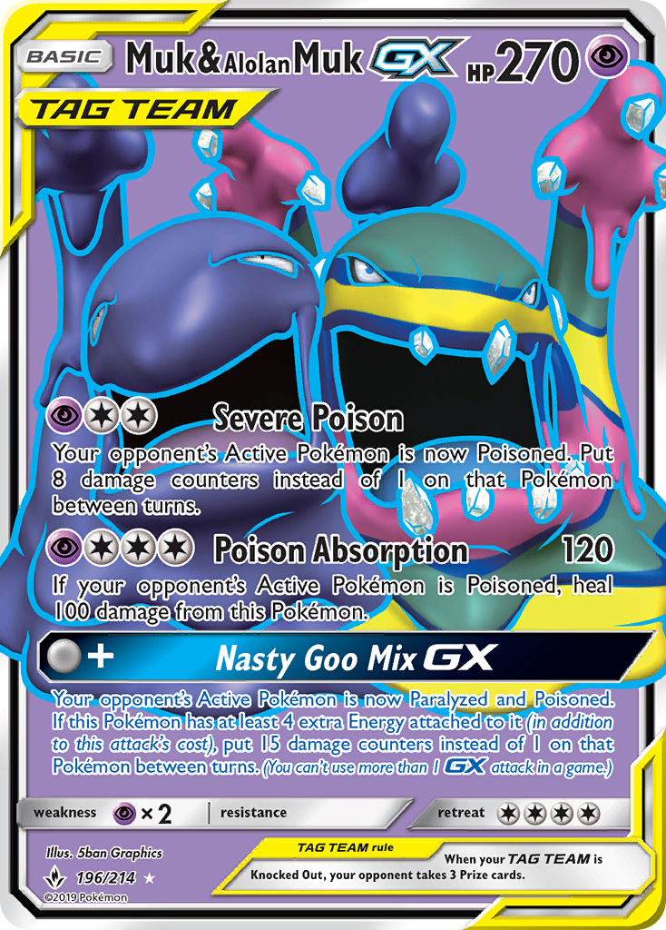 Muk & Alolan Muk GX (196/214) [Sun & Moon: Unbroken Bonds] | Deep Dive Games St. Marys