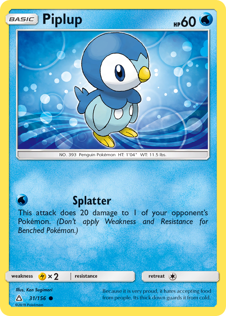 Piplup (31/156) [Sun & Moon: Ultra Prism] | Deep Dive Games St. Marys