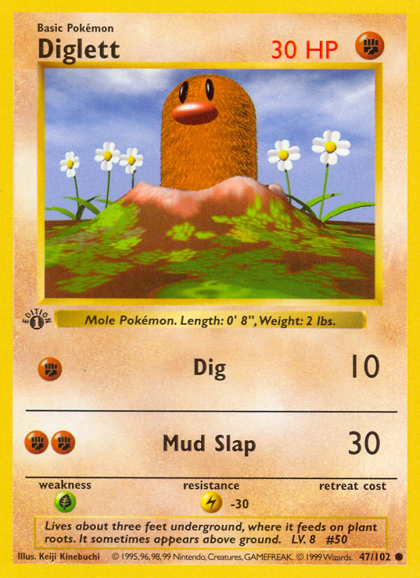 Diglett (47/102) (Shadowless) [Base Set 1st Edition] | Deep Dive Games St. Marys