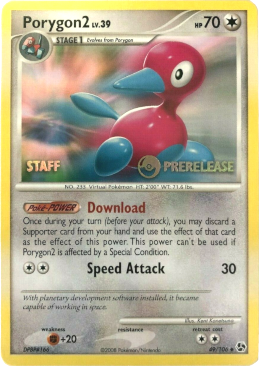 Porygon2 (49/106) (Staff Prerelease Promo) [Diamond & Pearl: Black Star Promos] | Deep Dive Games St. Marys