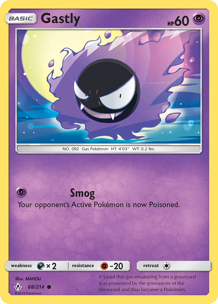 Gastly (68/214) [Sun & Moon: Unbroken Bonds] | Deep Dive Games St. Marys