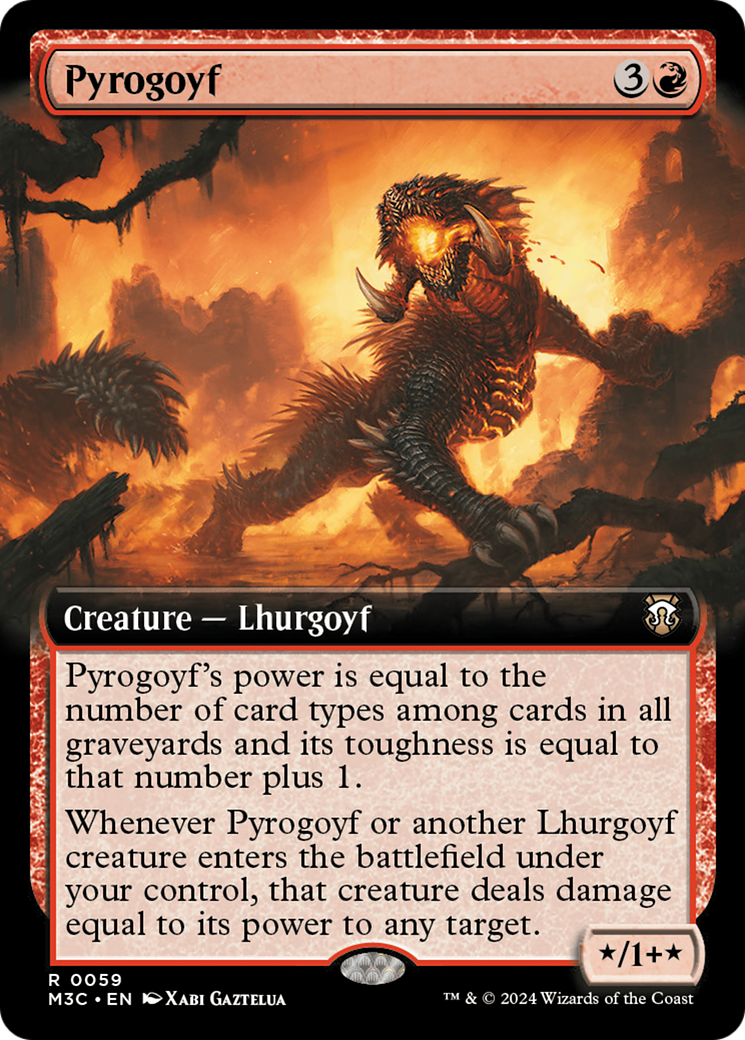 Pyrogoyf (Extended Art) (Ripple Foil) [Modern Horizons 3 Commander] | Deep Dive Games St. Marys