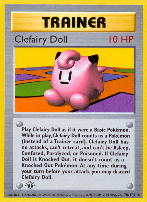 Clefairy Doll (70/102) (Shadowless) [Base Set 1st Edition] | Deep Dive Games St. Marys