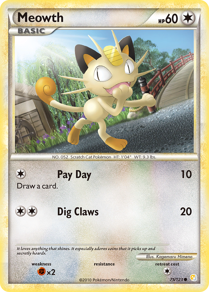 Meowth (75/123) [HeartGold & SoulSilver: Base Set] | Deep Dive Games St. Marys