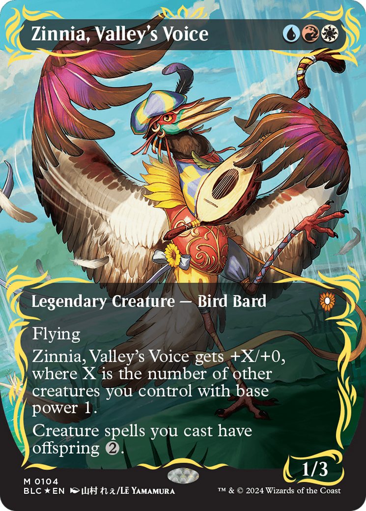 Zinnia, Valley's Voice (Borderless) (Raised Foil) [Bloomburrow Commander] | Deep Dive Games St. Marys