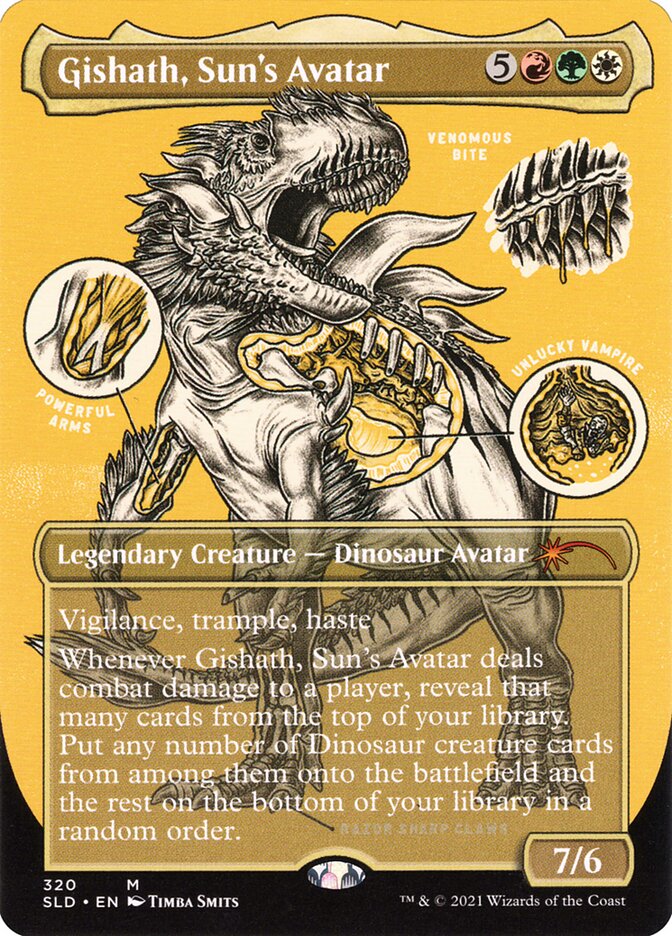 Gishath, Sun's Avatar (Borderless Foil Etched) [Secret Lair Drop Series] | Deep Dive Games St. Marys