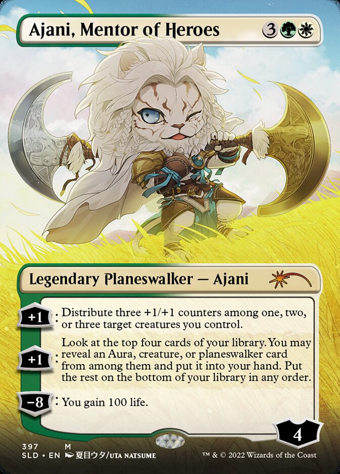 Ajani, Mentor of Heroes (Borderless) [Secret Lair Drop Series] | Deep Dive Games St. Marys