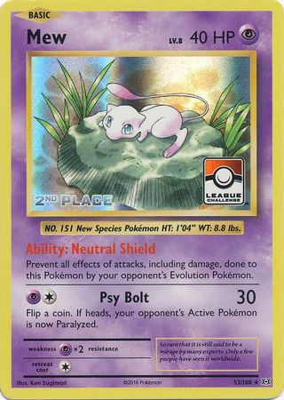 Mew (53/108) (League Promo 2nd Place) [XY: Evolutions] | Deep Dive Games St. Marys