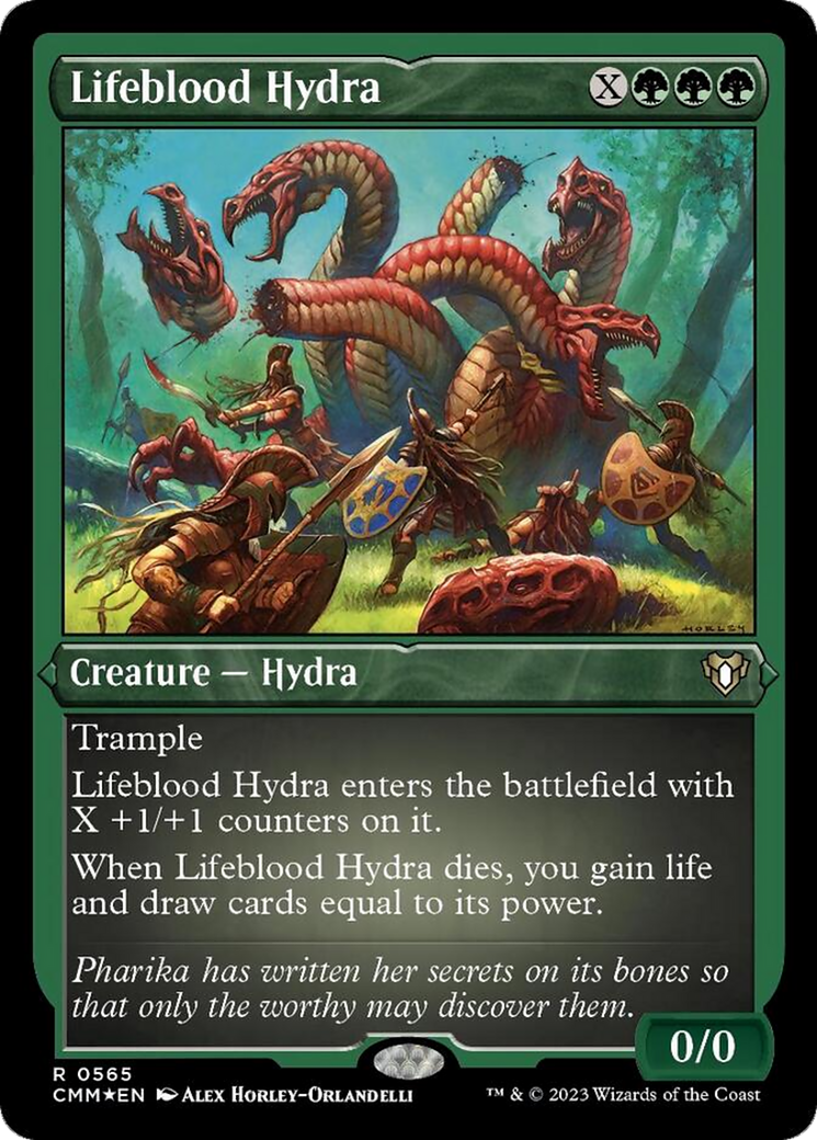 Lifeblood Hydra (Foil Etched) [Commander Masters] | Deep Dive Games St. Marys
