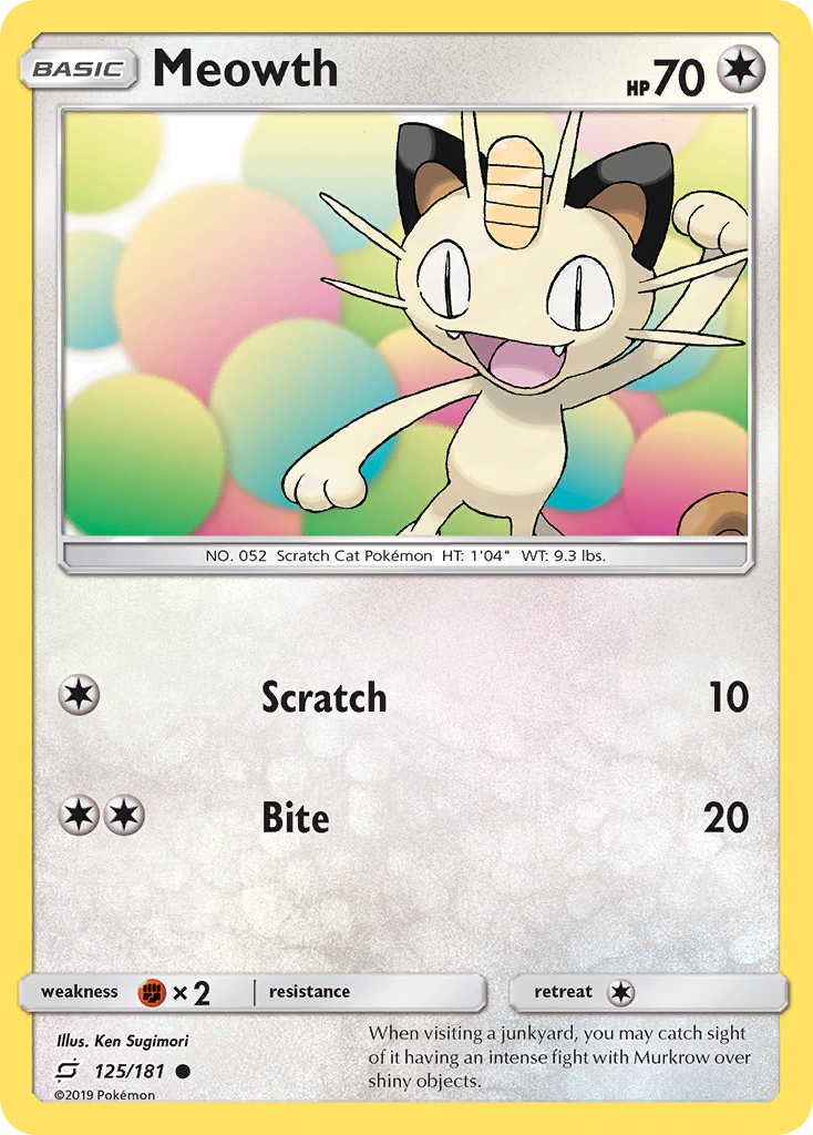 Meowth (125/181) [Sun & Moon: Team Up] | Deep Dive Games St. Marys