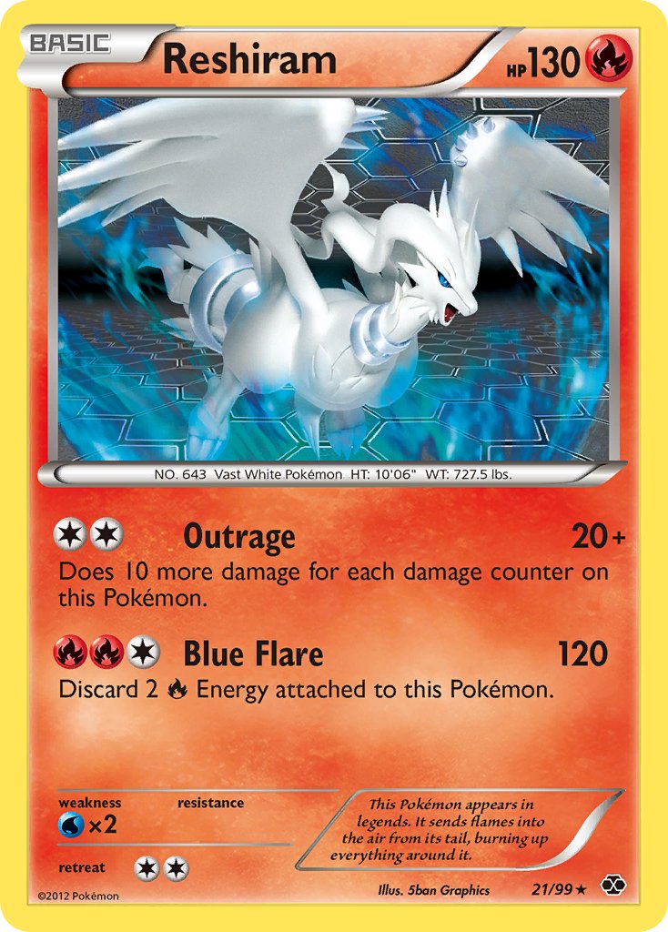 Reshiram (21/99) (Theme Deck Exclusive) [Black & White: Next Destinies] | Deep Dive Games St. Marys