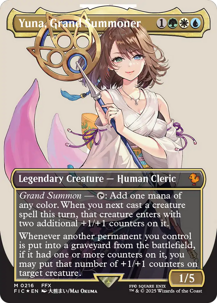 Yuna, Grand Summoner (Borderless) (Surge Foil) [FINAL FANTASY Commander] | Deep Dive Games St. Marys