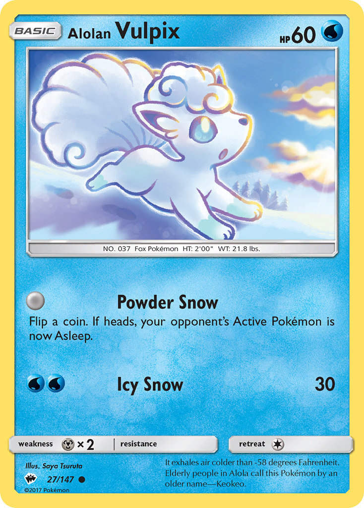 Alolan Vulpix (27/147) [Sun & Moon: Burning Shadows] | Deep Dive Games St. Marys