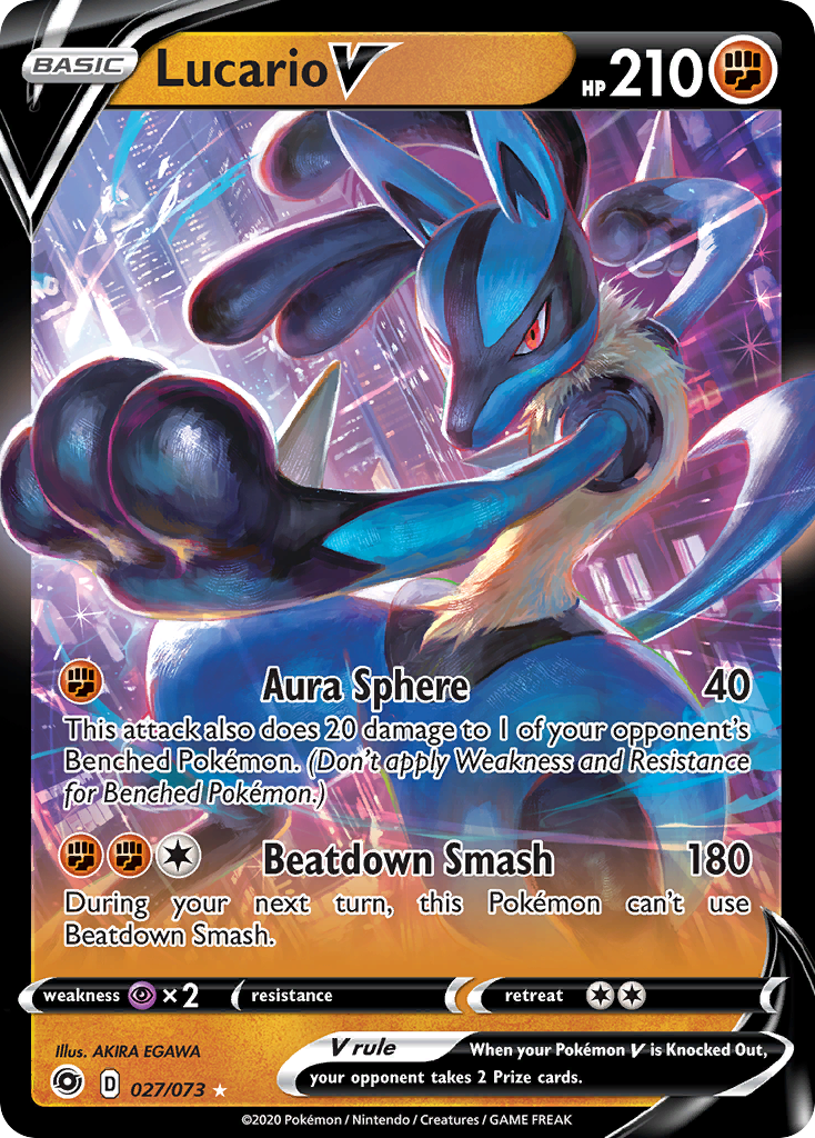 Lucario V (027/073) (Intro Deck) [Sword & Shield: Champion's Path] | Deep Dive Games St. Marys