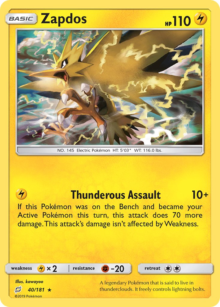 Zapdos (40/181) (Theme Deck Exclusive) [Sun & Moon: Team Up] | Deep Dive Games St. Marys