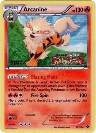 Arcanine (12/99) (Staff Prerelease Promo) [Black & White: Black Star Promos] | Deep Dive Games St. Marys