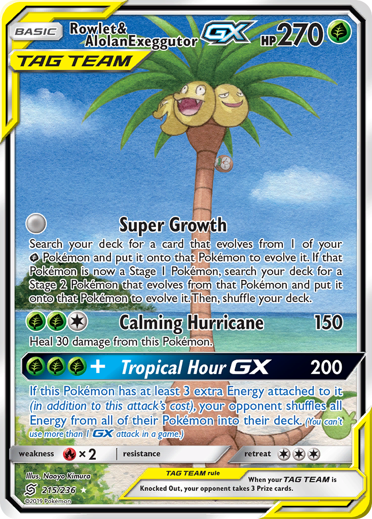 Rowlet & Alolan Exeggutor GX (215/236) [Sun & Moon: Unified Minds] | Deep Dive Games St. Marys