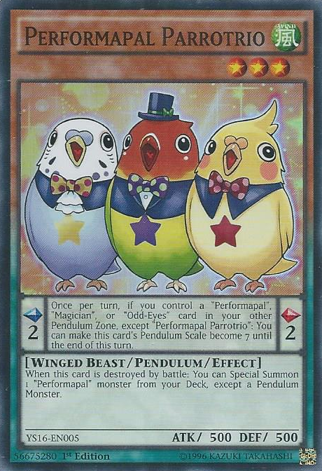 Performapal Parrotrio [YS16-EN005] Super Rare | Deep Dive Games St. Marys