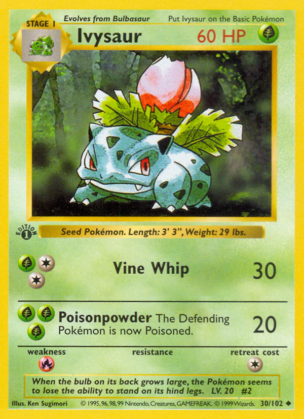 Ivysaur (30/102) (Shadowless) [Base Set 1st Edition] | Deep Dive Games St. Marys