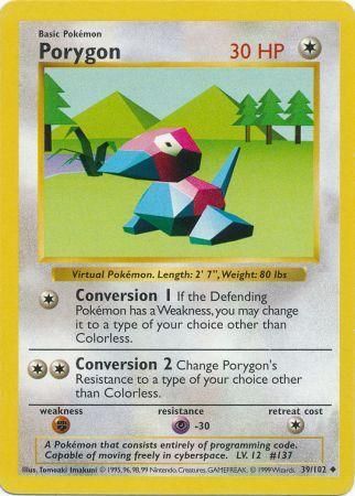 Porygon (39/102) [Base Set Shadowless Unlimited] | Deep Dive Games St. Marys