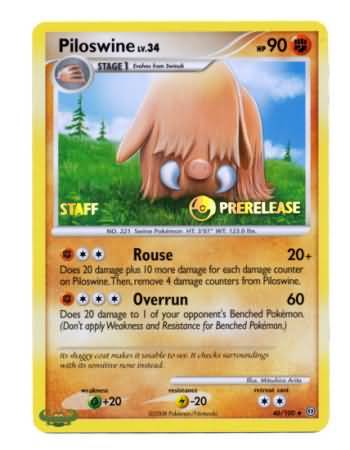 Piloswine (46/100) (Staff Prerelease Promo) [Nintendo: Black Star Promos] | Deep Dive Games St. Marys