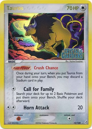 Tauros (12/100) (Stamped) [EX: Crystal Guardians] | Deep Dive Games St. Marys