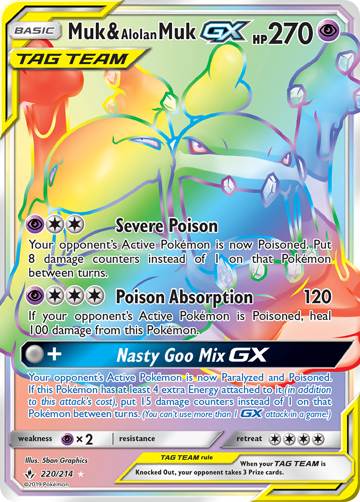 Muk & Alolan Muk GX (220/214) [Sun & Moon: Unbroken Bonds] | Deep Dive Games St. Marys