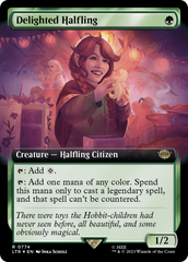 Delighted Halfling (Extended Art) (Surge Foil) [The Lord of the Rings: Tales of Middle-Earth] | Deep Dive Games St. Marys