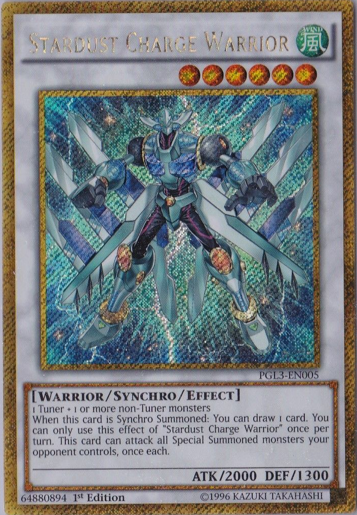 Stardust Charge Warrior [PGL3-EN005] Gold Secret Rare | Deep Dive Games St. Marys