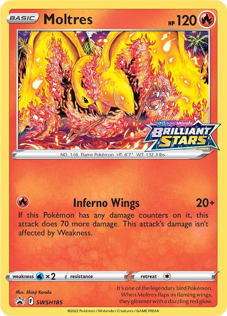 Moltres (SWSH185) (Prerelease Promo) [Sword & Shield: Black Star Promos] | Deep Dive Games St. Marys