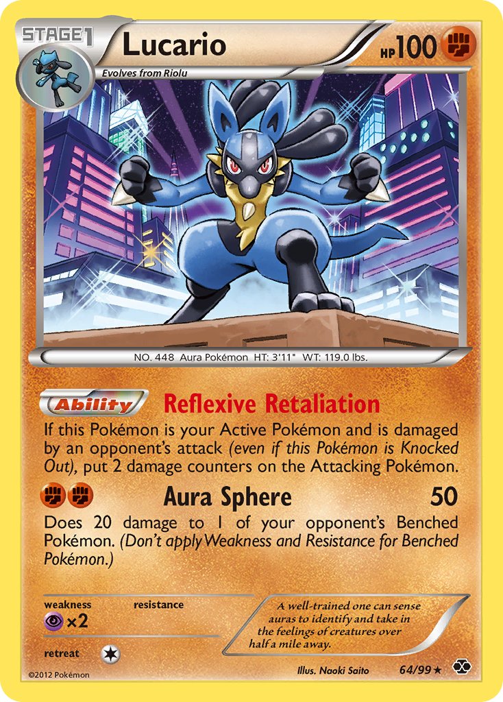 Lucario (64/99) (Cosmos Holo) (Blister Exclusive) [Black & White: Next Destinies] | Deep Dive Games St. Marys