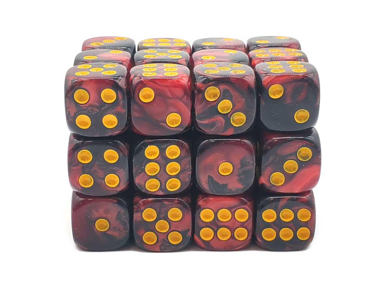 Old School 36ct 12mm D6 Dice Set: Vorpal - Blood Red & Black | Deep Dive Games St. Marys