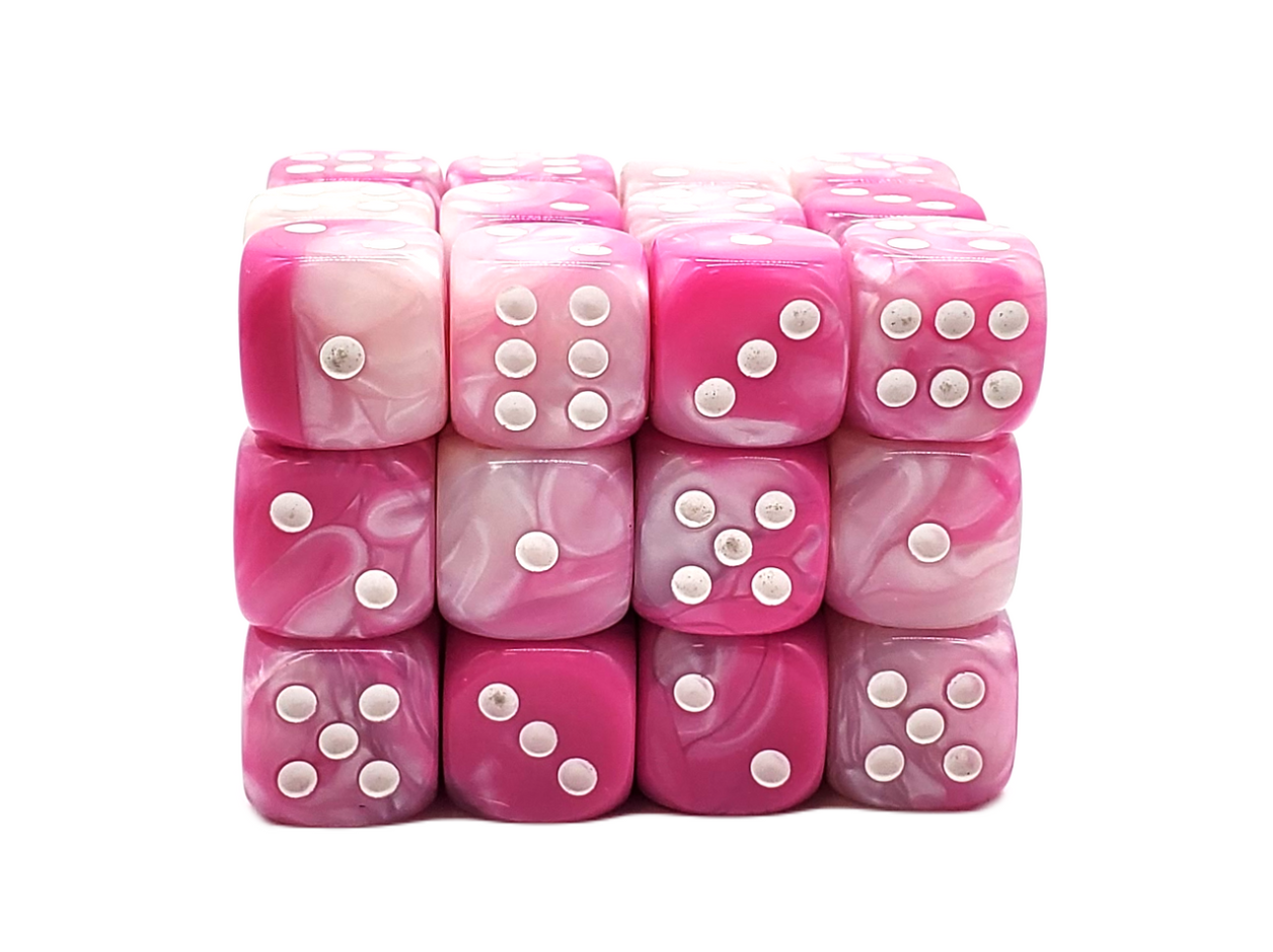 Old School 36ct 12mm D6 Dice Set: Vorpal - Pink & White | Deep Dive Games St. Marys