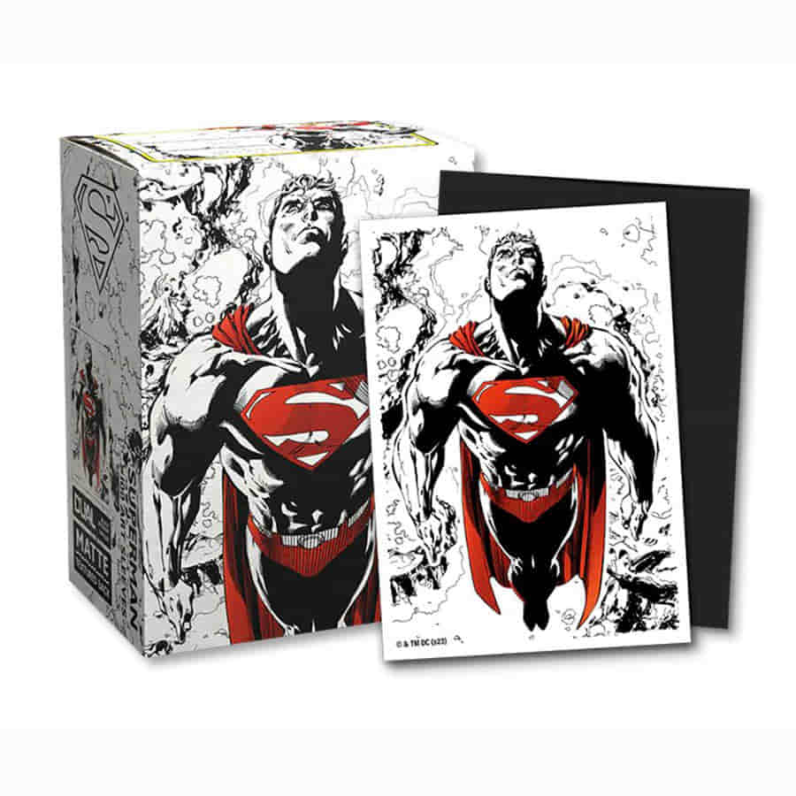 DRAGON SHIELD SLEEVES: MATTE DUAL ART: SUPERMAN CORE (RED-WHITE) (100CT) | Deep Dive Games St. Marys