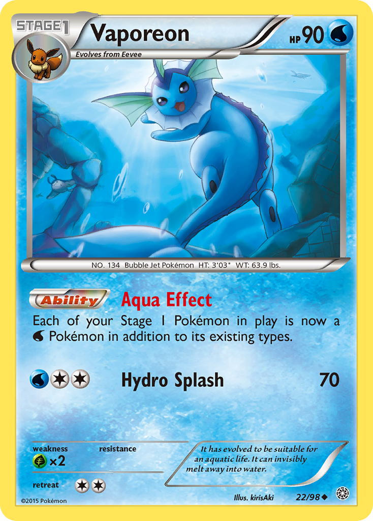 Vaporeon (22/98) [XY: Ancient Origins] | Deep Dive Games St. Marys