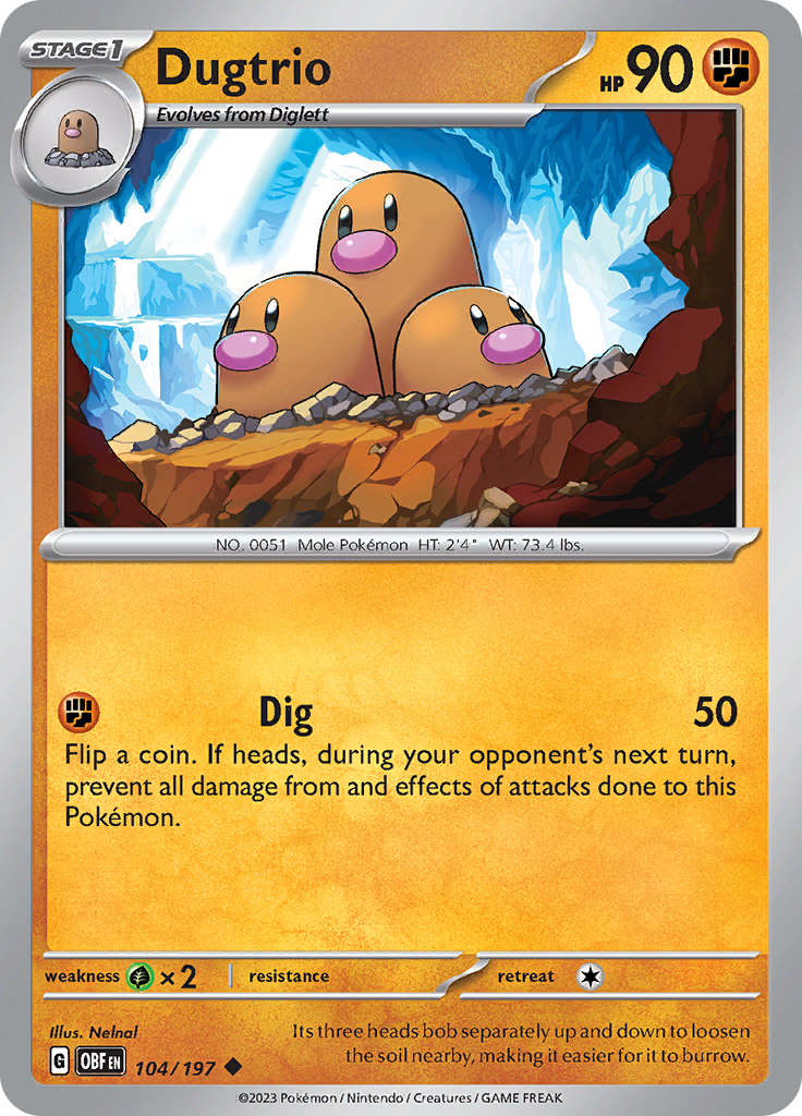 Dugtrio (104/197) [Scarlet & Violet: Obsidian Flames] | Deep Dive Games St. Marys