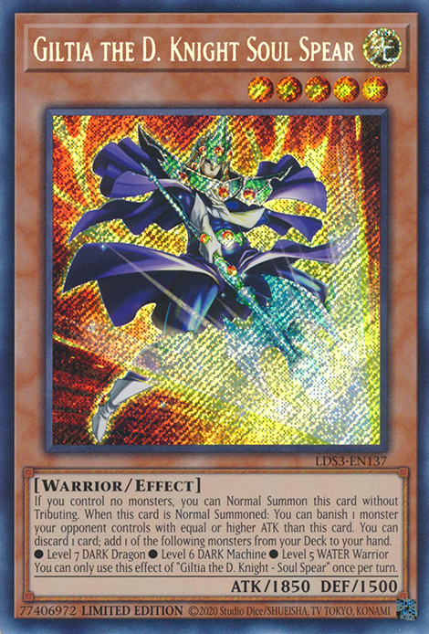 Giltia the D. Knight Soul Spear [LDS3-EN137] Secret Rare | Deep Dive Games St. Marys