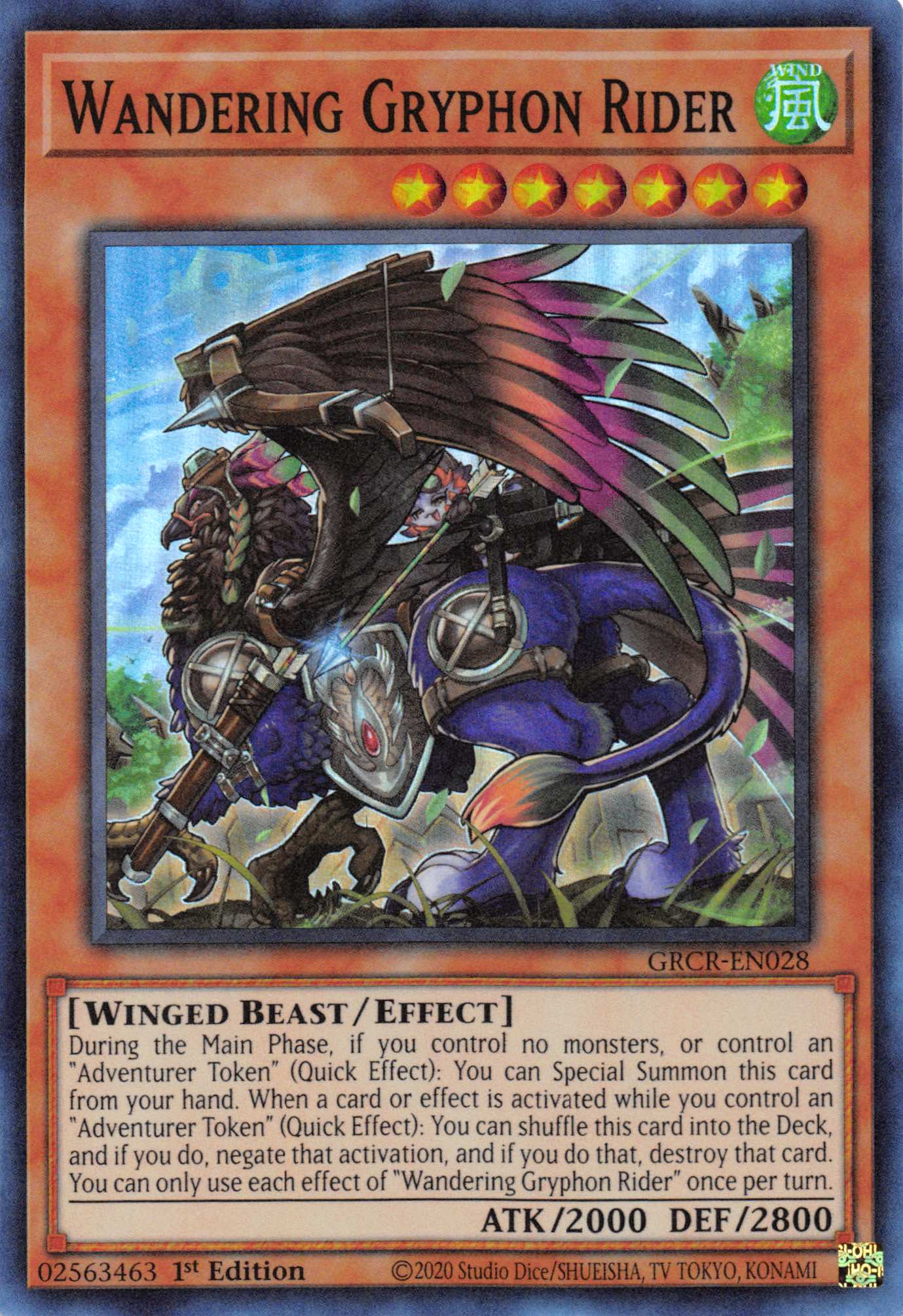 Wandering Gryphon Rider [GRCR-EN028] Super Rare | Deep Dive Games St. Marys