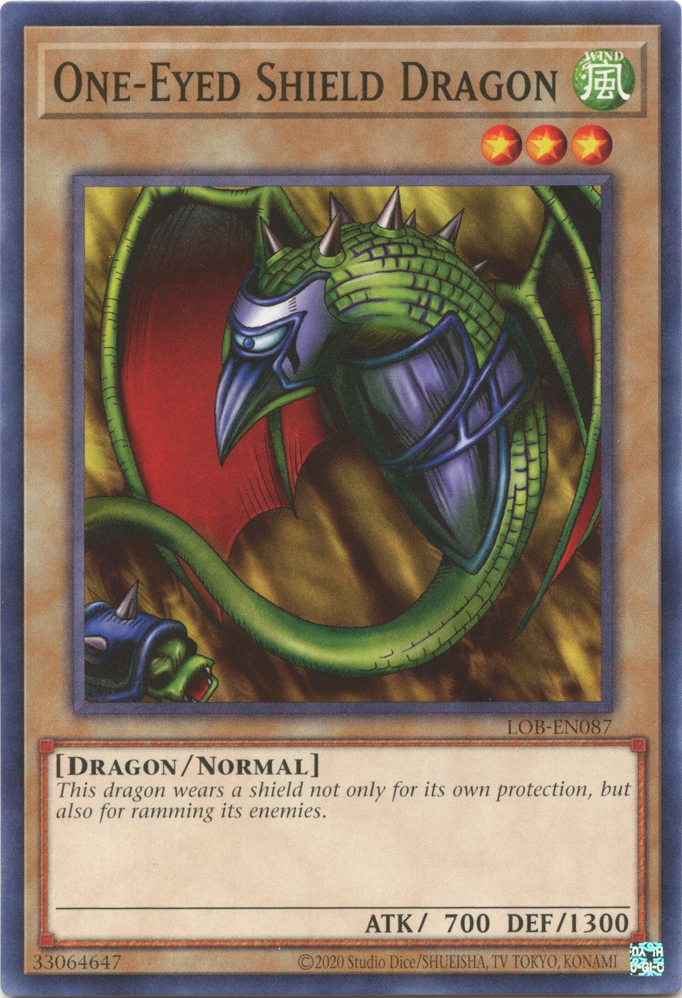 One-Eyed Shield Dragon (25th Anniversary) [LOB-EN087] Common | Deep Dive Games St. Marys