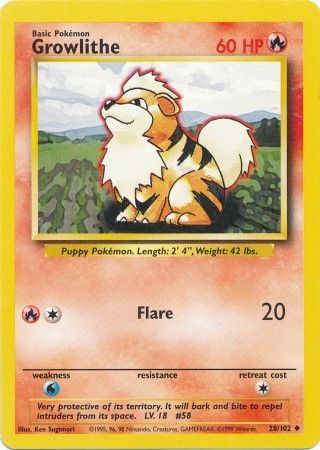 Growlithe (28/102) [Base Set Unlimited] | Deep Dive Games St. Marys