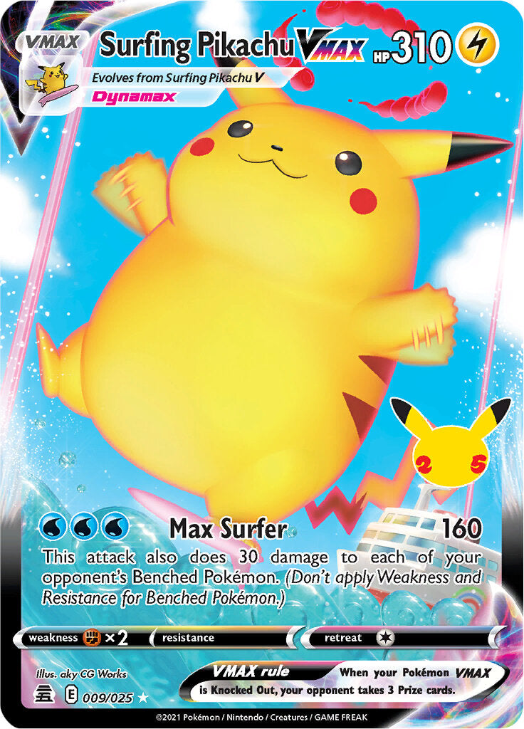 Surfing Pikachu VMAX (009/025) [Celebrations: 25th Anniversary] | Deep Dive Games St. Marys