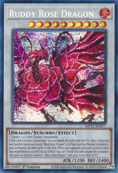 Ruddy Rose Dragon [MP22-EN077] Prismatic Secret Rare | Deep Dive Games St. Marys