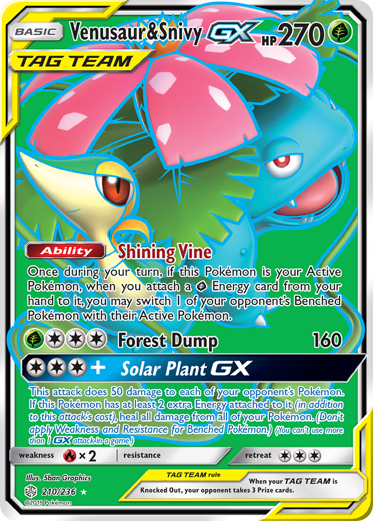 Venusaur & Snivy GX (210/236) [Sun & Moon: Cosmic Eclipse] | Deep Dive Games St. Marys