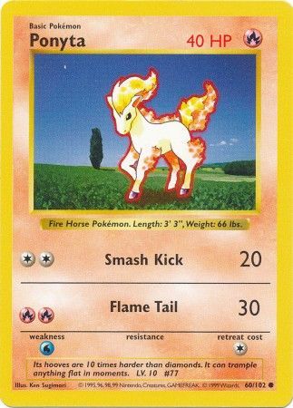 Ponyta (60/102) [Base Set Shadowless Unlimited] | Deep Dive Games St. Marys