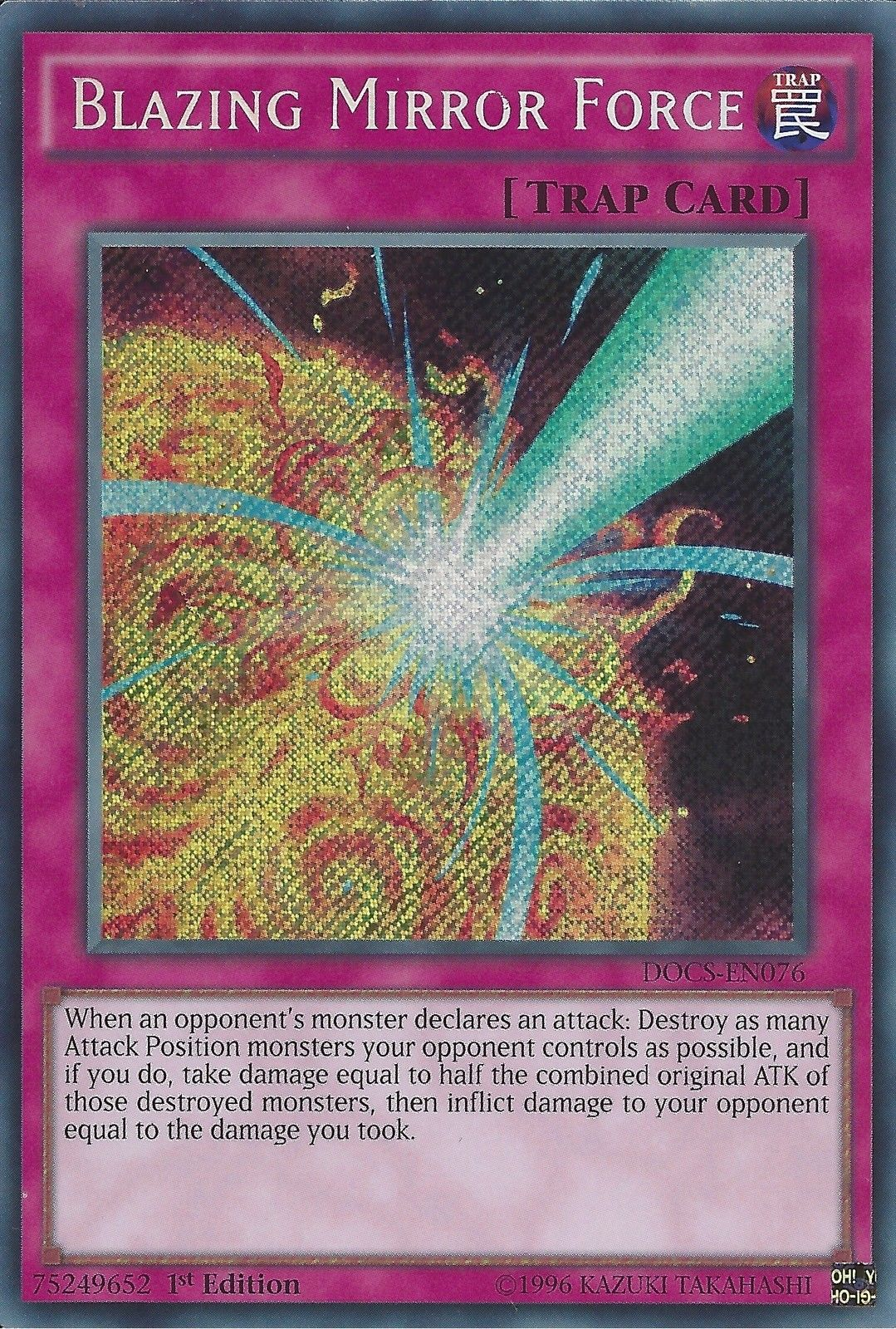 Blazing Mirror Force [DOCS-EN076] Secret Rare | Deep Dive Games St. Marys