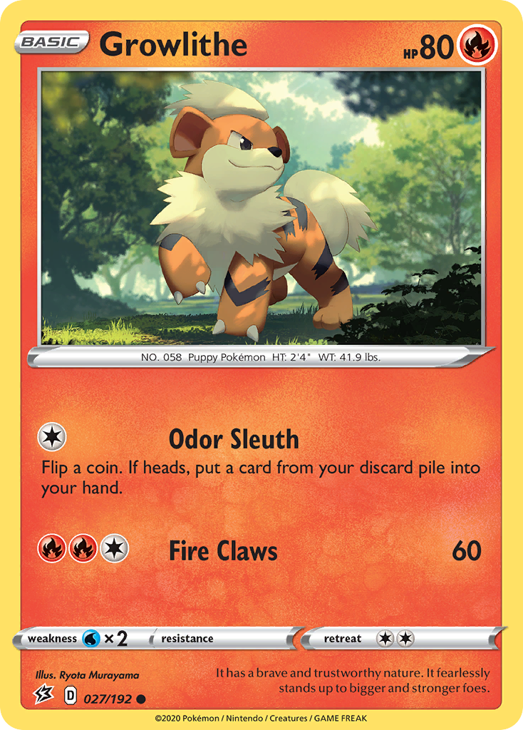 Growlithe (027/192) [Sword & Shield: Rebel Clash] | Deep Dive Games St. Marys