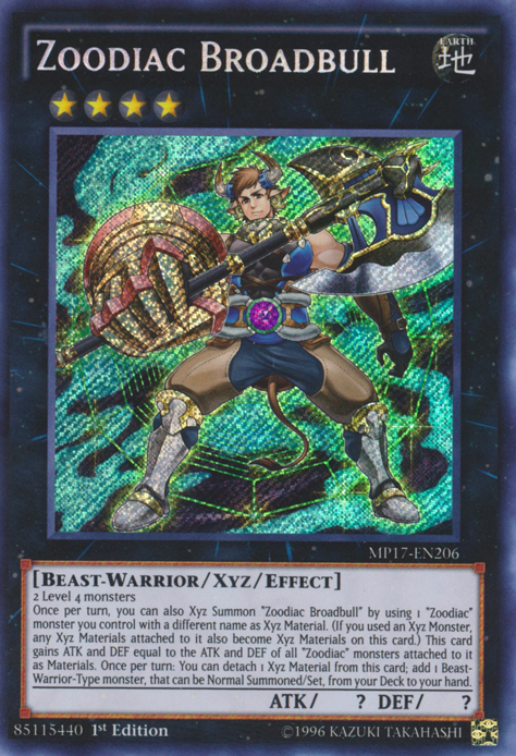 Zoodiac Broadbull [MP17-EN206] Secret Rare | Deep Dive Games St. Marys