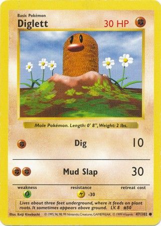 Diglett (47/102) [Base Set Shadowless Unlimited] | Deep Dive Games St. Marys