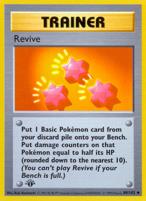 Revive (89/102) (Shadowless) [Base Set 1st Edition] | Deep Dive Games St. Marys